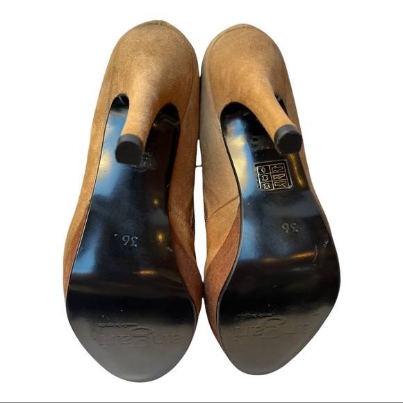 Angari Brown/Rust Genuine Suede Leather Lace Up Platform Stiletto Ankle Booties - Picture 4 of 7